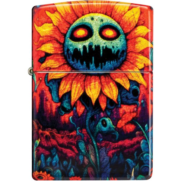 Zippo Spooky Sunflower Tumbled Brass Lighter