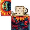 Zippo Spooky Sunflower Tumbled Brass Lighter
