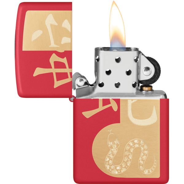 ZO59504_add_02 Zippo Year Of The Snake 2025 Red Matte Lighter