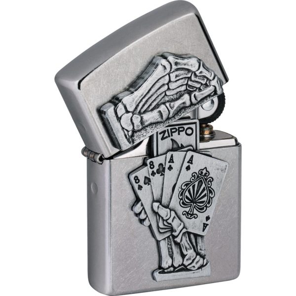 Zippo Dead Man's Hand Emblem Street Chrome Lighter