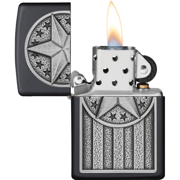 Zippo American Metal Emblem Lighter Black Matte