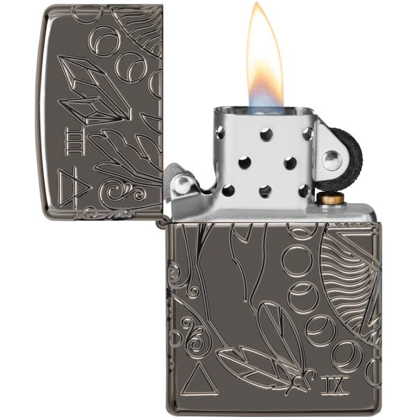 Zippo Armor Wicca Design Black Ice Lighter