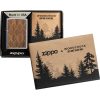 Woodchuck Packaging Zippo Woodchuck Walnut Leaves Lighter with Brushed Chrome