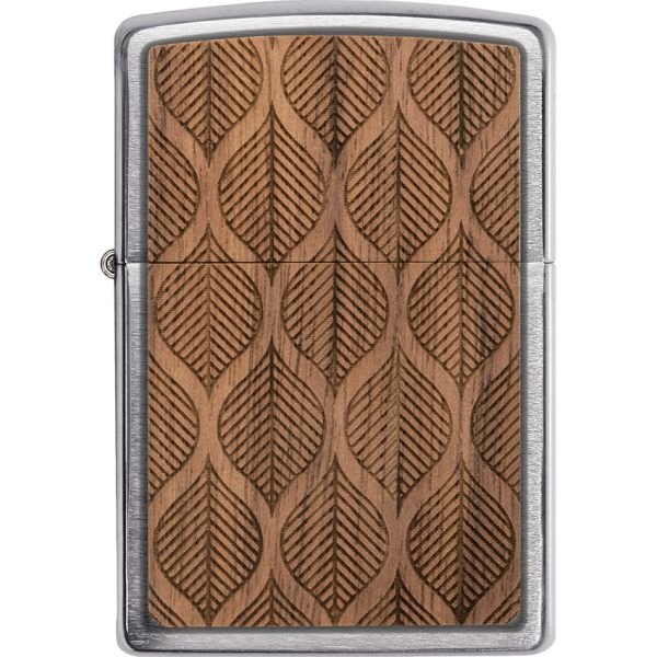 ZO70903_add_04 Zippo Woodchuck Walnut Leaves Lighter with Brushed Chrome