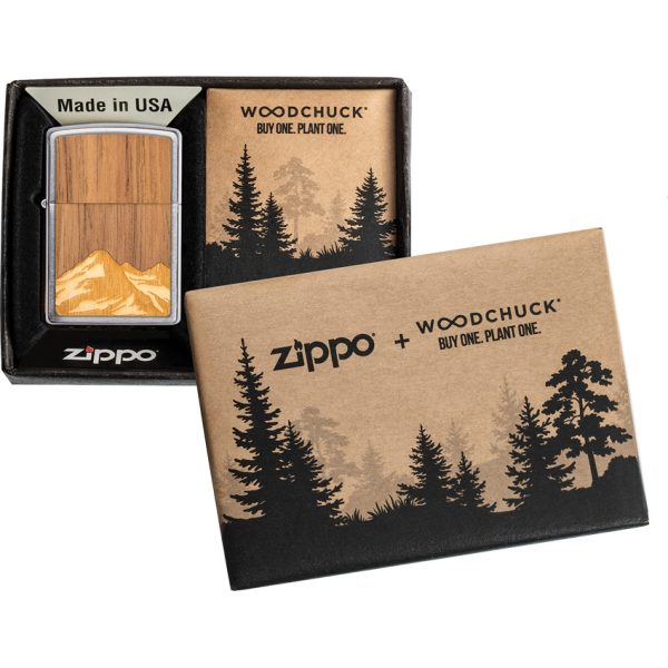 Woodchuck Packaging Zippo Woodchuck USA Mountain Chrome Lighter