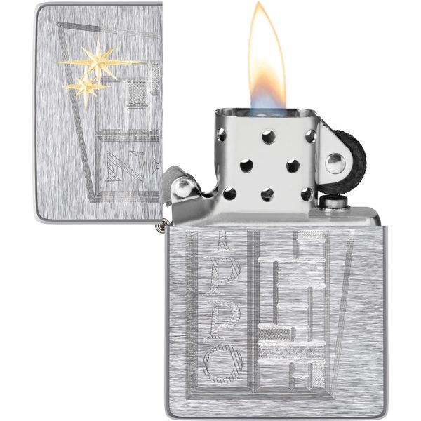 Zippo Retro Design Brushed Chrome Lighter
