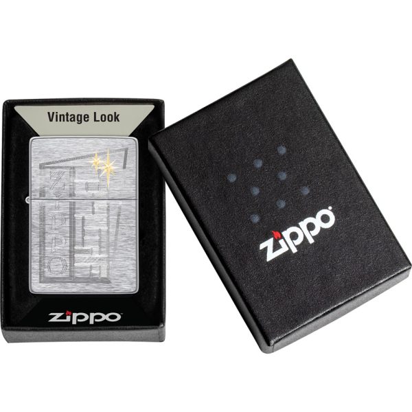 Zippo Retro Design Brushed Chrome Lighter