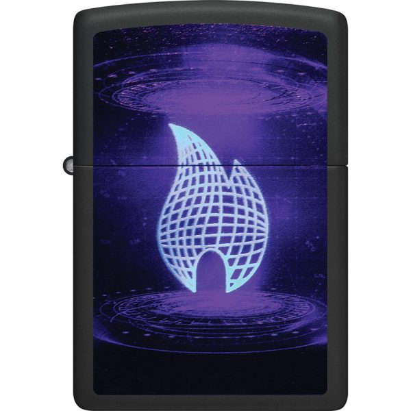 ZO73664_add_01 Zippo UFO Flame Design Blacklight Lighter Black Matte