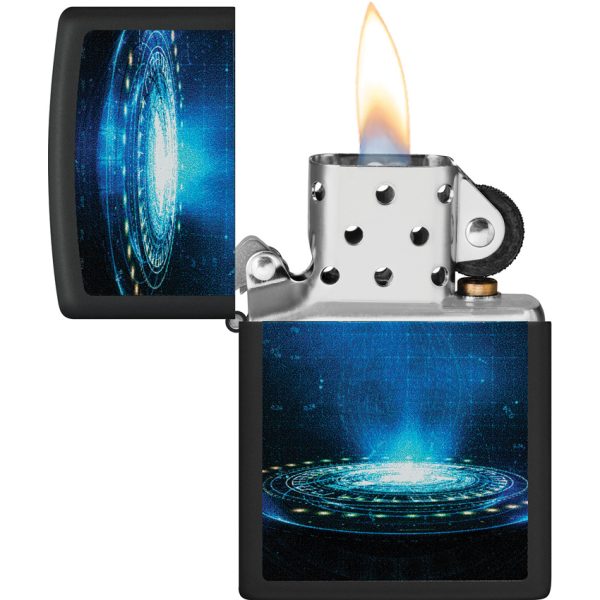ZO73664_add_02 Zippo UFO Flame Design Blacklight Lighter Black Matte