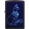 Zippo Spiritual Cat Design Black Matte Lighter with Blacklight