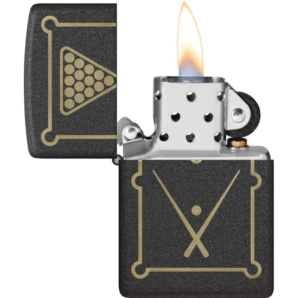 Zippo Billiards Design Black Crackle Lighter