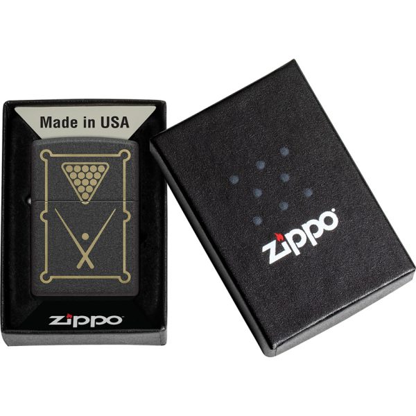 Zippo Billiards Design Black Crackle Lighter