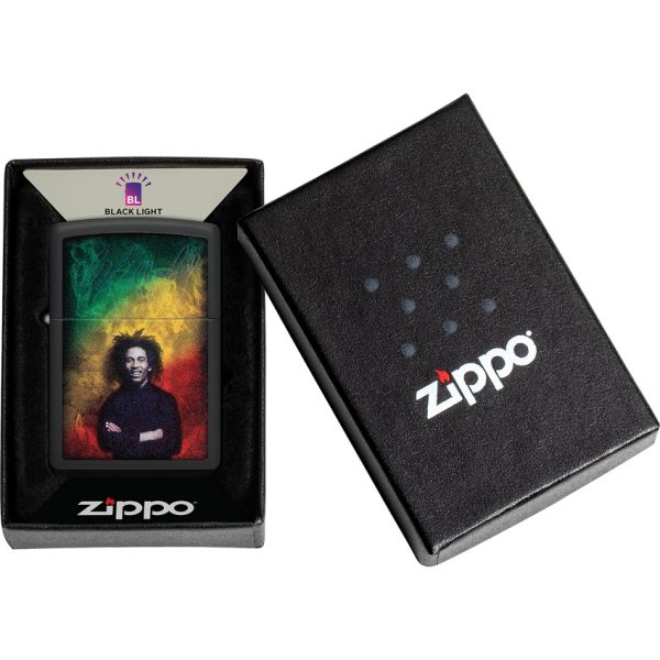 Zippo Bob Marley Lighter Black Matte UV Design