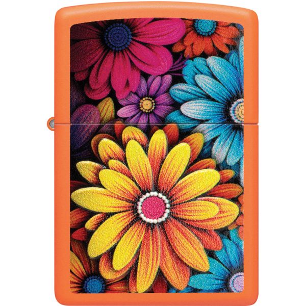 Zippo Flowers Design Orange Matte Lighter