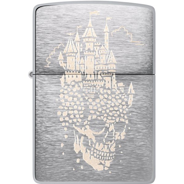 Zippo Skull Castle Brushed Chrome Lighter
