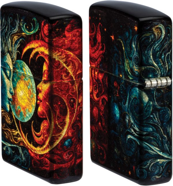 Zippo Spiritual Sun and Moon Tumbled Brass Lighter