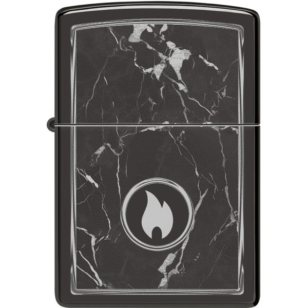 Zippo Marble Flame High Polish Black Ice Lighter