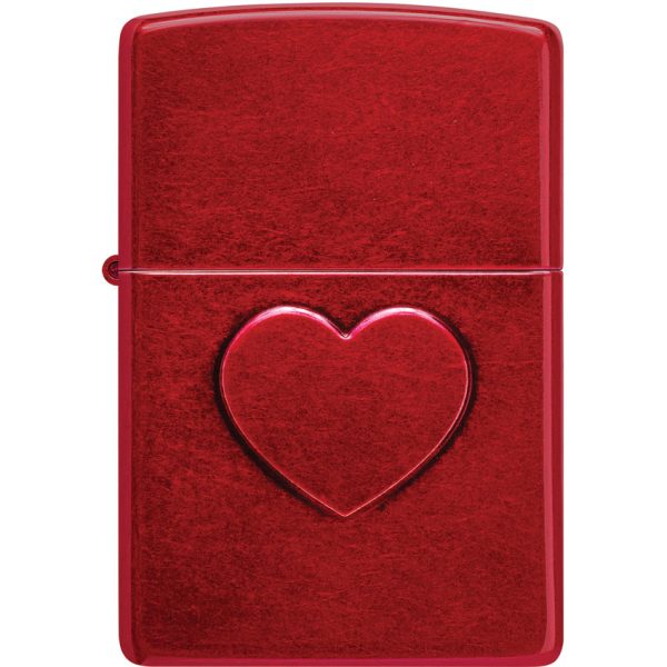 Zippo Stamped Heart Lighter Candy Apple Red