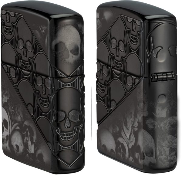 Zippo Skull Collage Armor High Polish Black Lighter