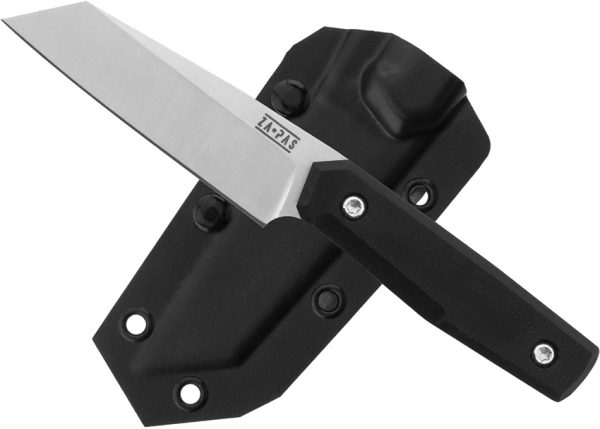 ZA-PAS Geo Fixed Blade Black 3.5" D2 Steel w/ Sheath