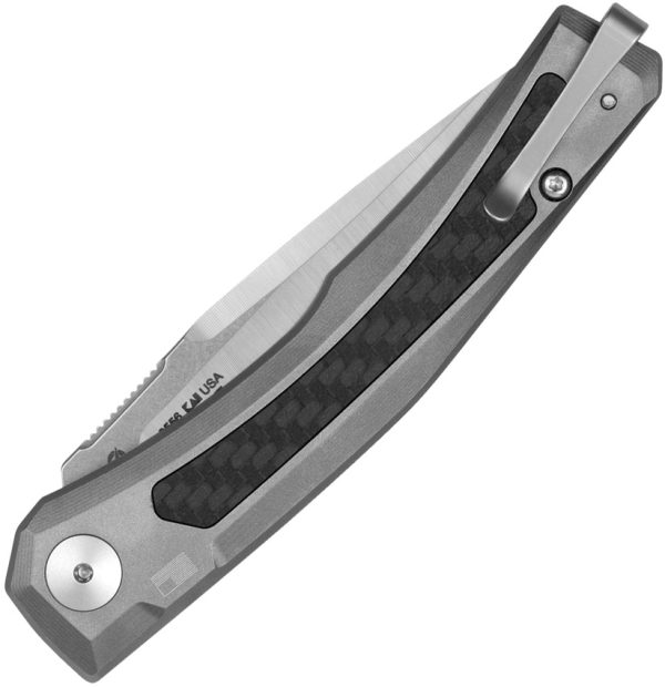 Zero Tolerance 0556 Automatic Button Lock Folding Knife Gray Ti/CF