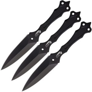 ABKT Tac Phantom Throwing Knife Set, 3.5" Black 8Cr13MoV, 3-Pack w/ Sheath