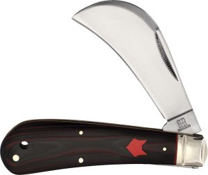 RR2295.jpg Rough Rider Red Fox Hawkbill Folding Knife Black and Red Micarta