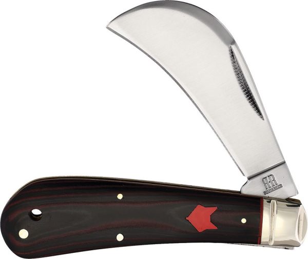 Rough Rider Red Fox Hawkbill Folding Knife Black and Red Micarta