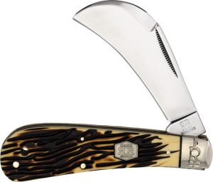 RR2361.jpg Rough Rider Hawkbill Tuff Stag Folding Knife 4in Closed