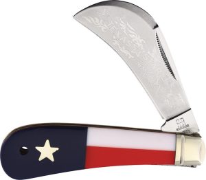 RR2502.jpg Rough Rider Texas Star Hawkbill Red White Blue Folding Knife