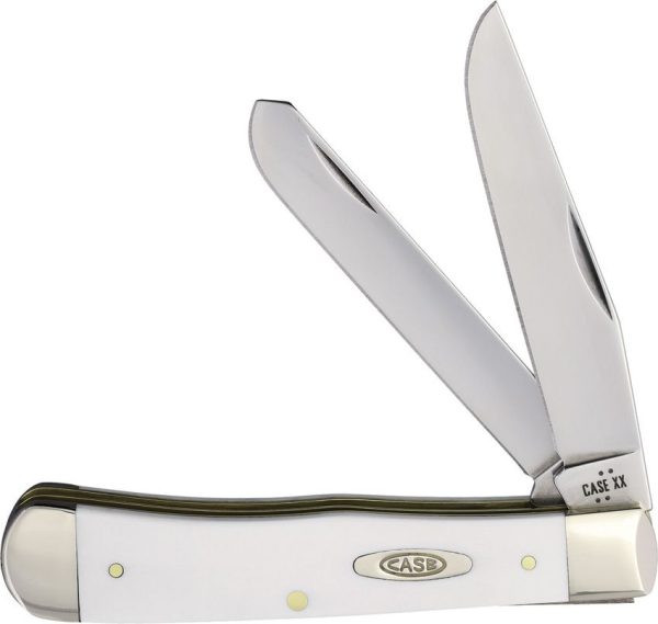 Case Cutlery Trapper Folding Knife White Smooth Carbon Steel Mirror Finish