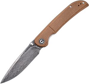 CIVC2107DS1 Civivi Imperium Linerlock Folding Knife 3.5" Damascus Brown Micarta