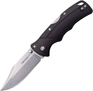 Cold Steel Verdict Lockback Folding Knife 3" Stonewash 4116 Blade Black GFN Handle