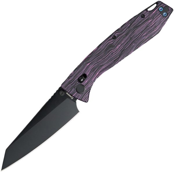 Daggerr Knives Alligator TS Folding Knife 4.25in MagnaCut Crossbar Lock Black Purple G10