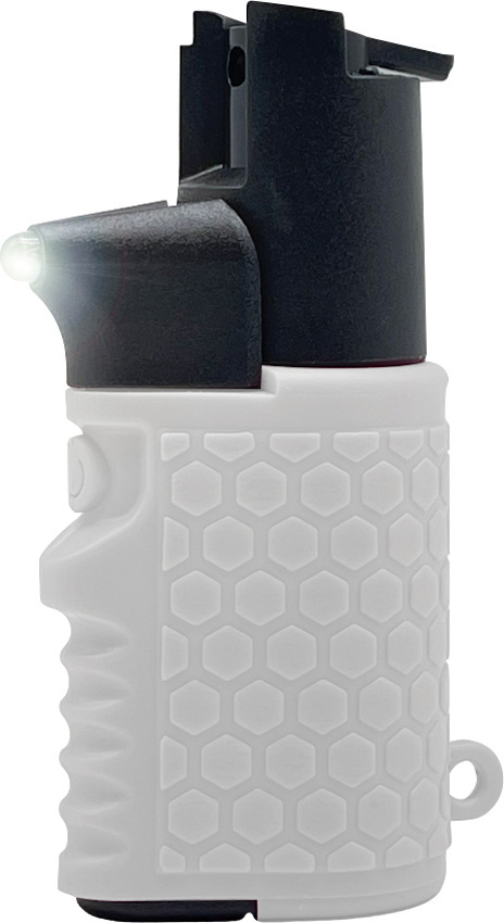 Guard Dog Light'em Up Pepper Spray w/ LED Flashlight, White, Keychain
