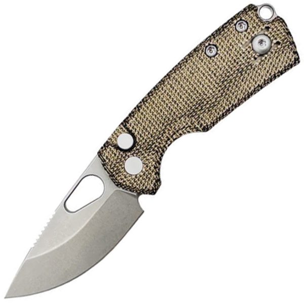 Giant Mouse Tipsy Button Lock Folding Knife Green Micarta 1.9"