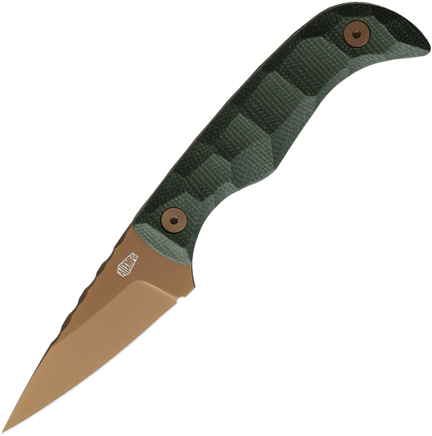 Auxiliary Manufacturing Karl Jr Deadhead Fixed Blade OD Green G10 3" Rose Gold PVD
