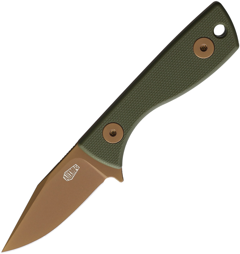 AUX011GRN Auxiliary Manufacturing Runt Deadhead 2" Rose Gold PVD Fixed Blade OD Green