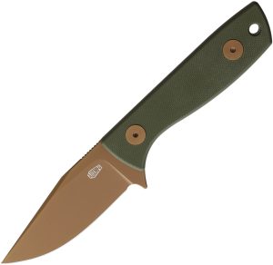 Auxiliary Manufacturing Runt XL Deadhead 3" Rose Gold PVD Fixed Blade OD Green