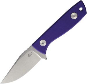 Auxiliary Manufacturing Runt XL Deadhead 3" Fixed Blade Purple G10 w/ Sheath