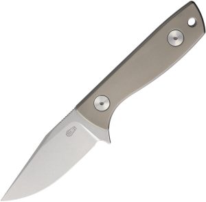 Auxiliary Manufacturing Runt XL Deadhead Fixed Blade 3" 14C28N Gray Titanium w/ Sheath