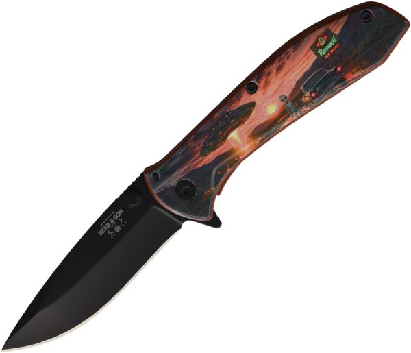 BCU112ACAF26 Bear & Son Framelock A/O Alien Roswell 2.88" Folding Knife