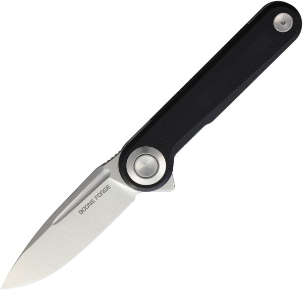 BFG905 Boone Forge BF905 Linerlock Folding Knife 3.38" Satin 14C28N Black G10