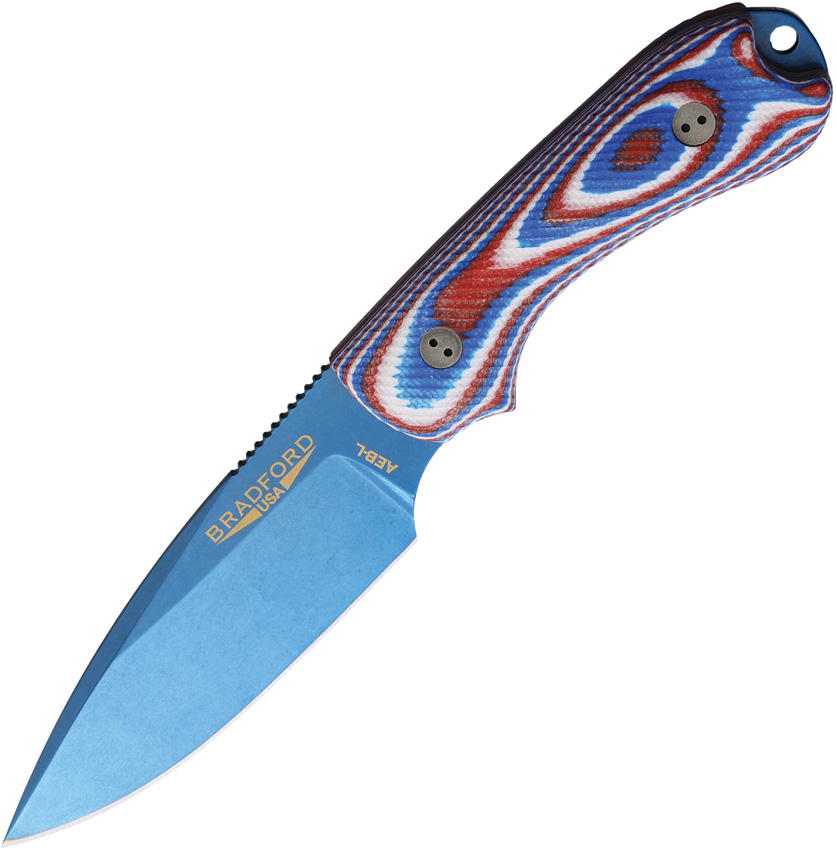 Bradford Knives Guardian 3 Fixed Blade 3.5in AEB-L Blue PVD Red White Blue Handle