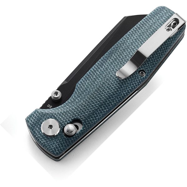 Bestech Slasher Axis Lock Folding Knife Blue Micarta D2 Steel