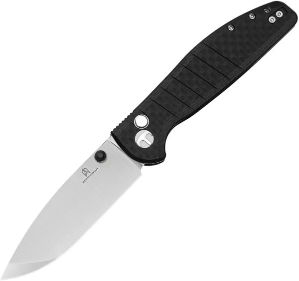 Bestech Goodboy Button Lock Folding Knife 3.5" D2 Satin Black G10