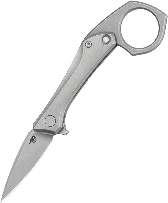 Bestech Knives Duci Framelock Folding Knife Gray Titanium 2" CPM-20CV