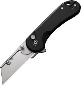Civivi Elementum Utility Button Lock Folding Knife Black Aluminum 2.25" Stonewash Blade w/ Case