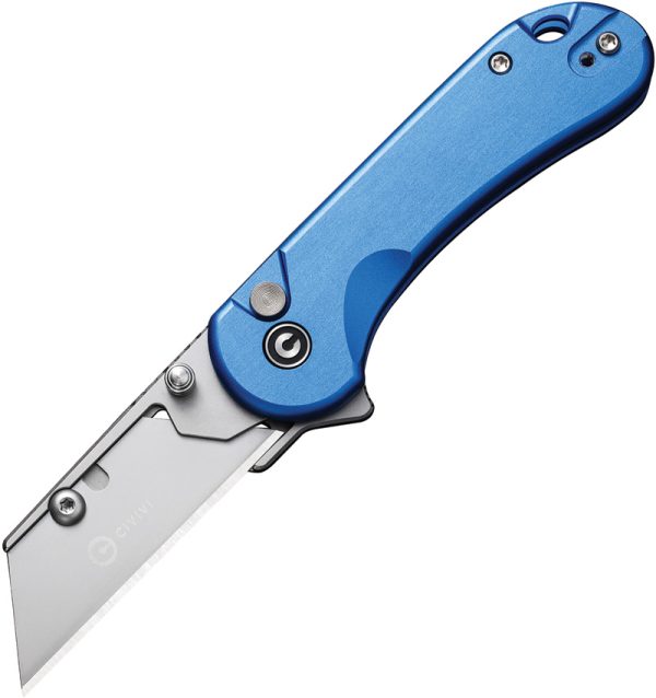 Civivi Elementum Utility Button Lock Folding Knife Blue Aluminum 2.25" Stonewash