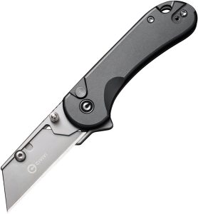 Civivi Elementum Utility Button Lock Folding Knife Gray Aluminum 2.25" Stonewash Blade w/ Case